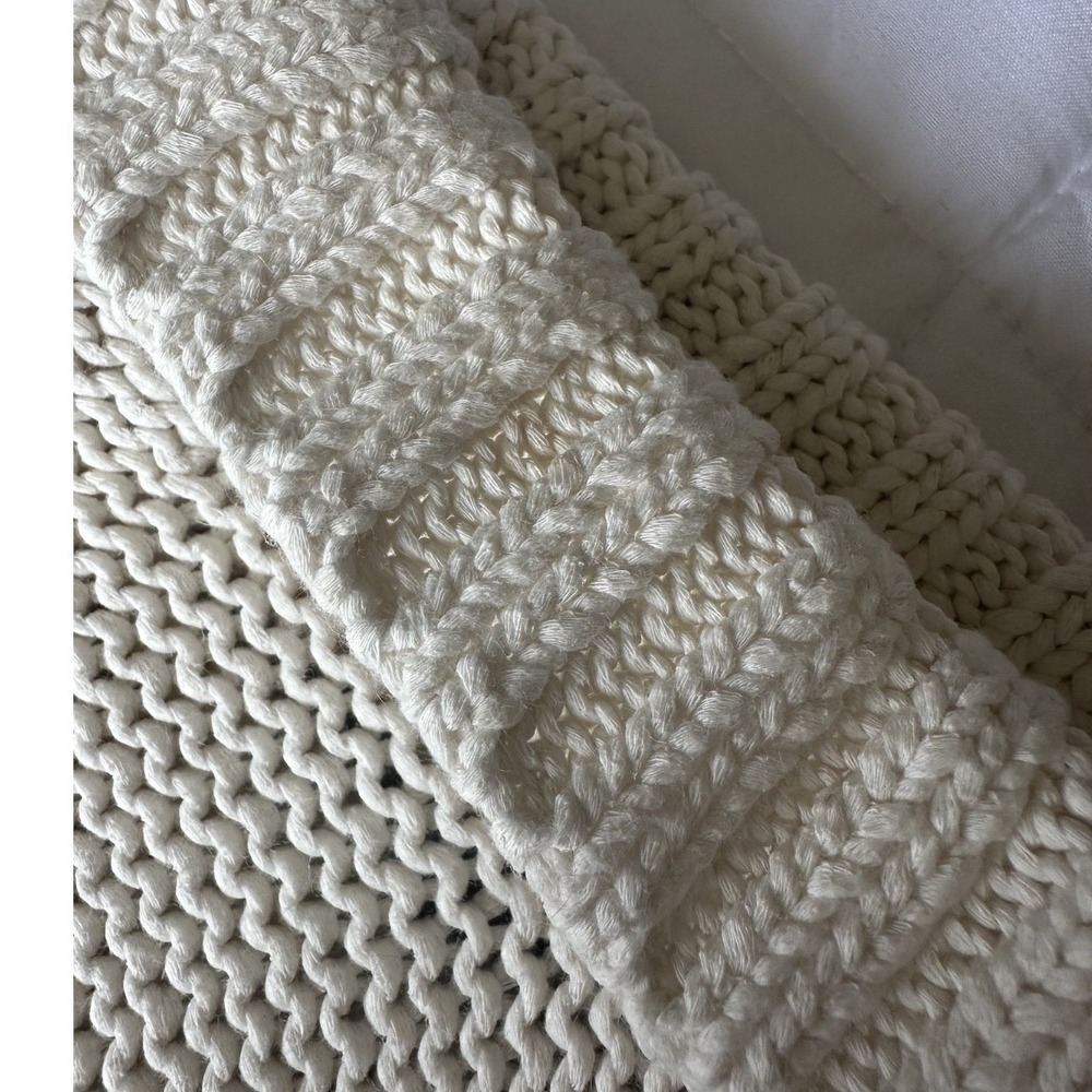 VINTAGE Ralph Lauren Cable Chunky Knit Turtleneck Sweater 3/4 Sleeve Ivory Small - Picture 7 of 7